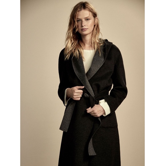 Massimo Dutti Jackets & Blazers - Reversible Wool/Cashmere Coat With Hood